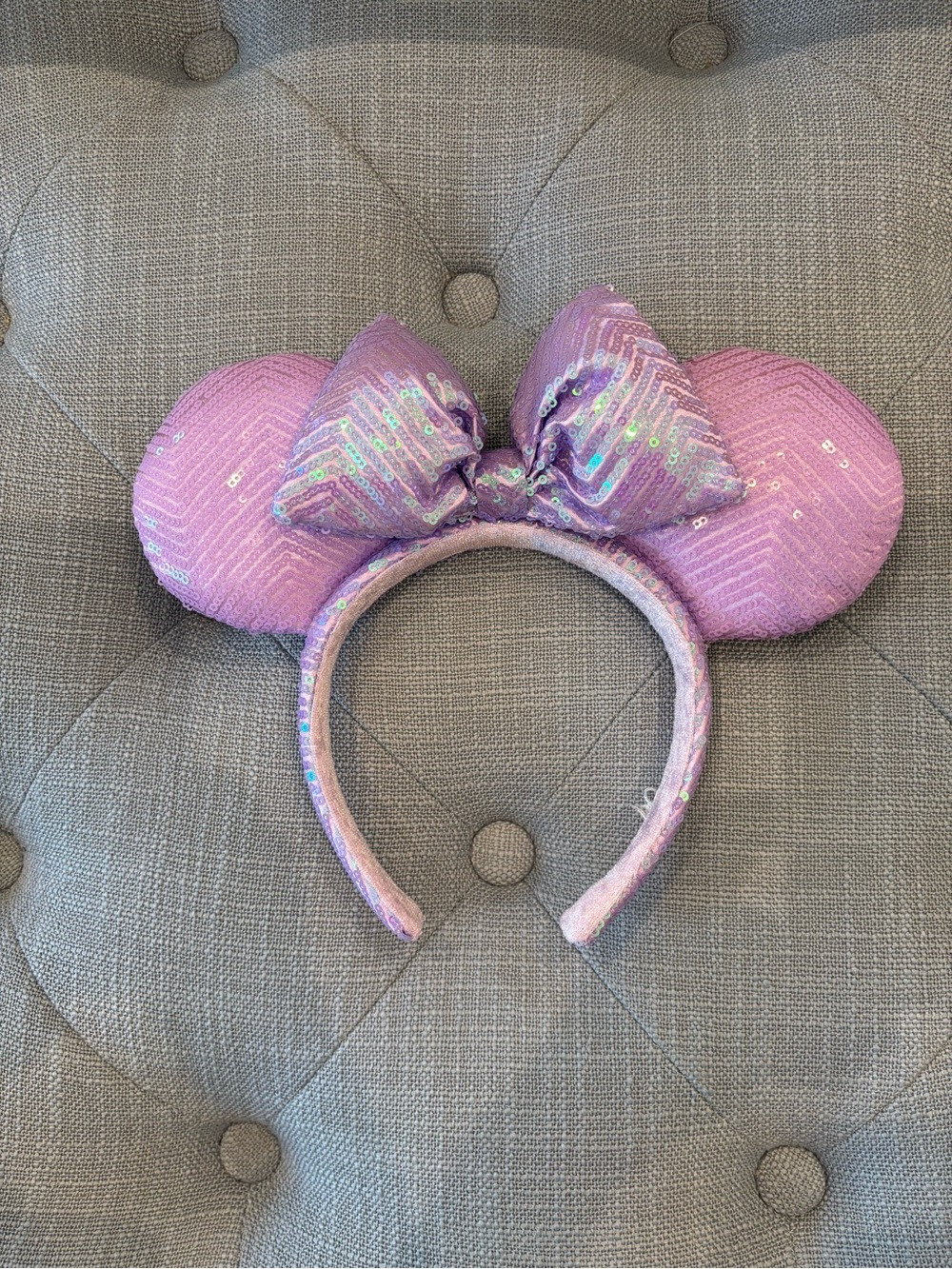 Disney Lavender Sequin Minnie Ear Headband with Bow